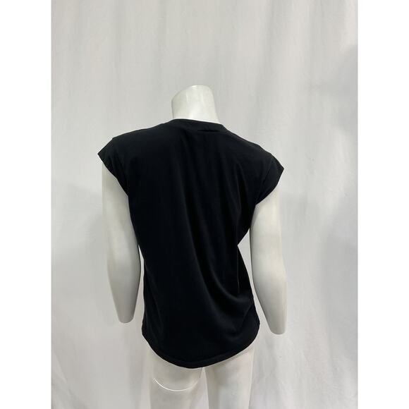 Frame 'Le' Black Cotton Mid Rise V-Neck T-Shirt Size XS - Picture 3 of 5